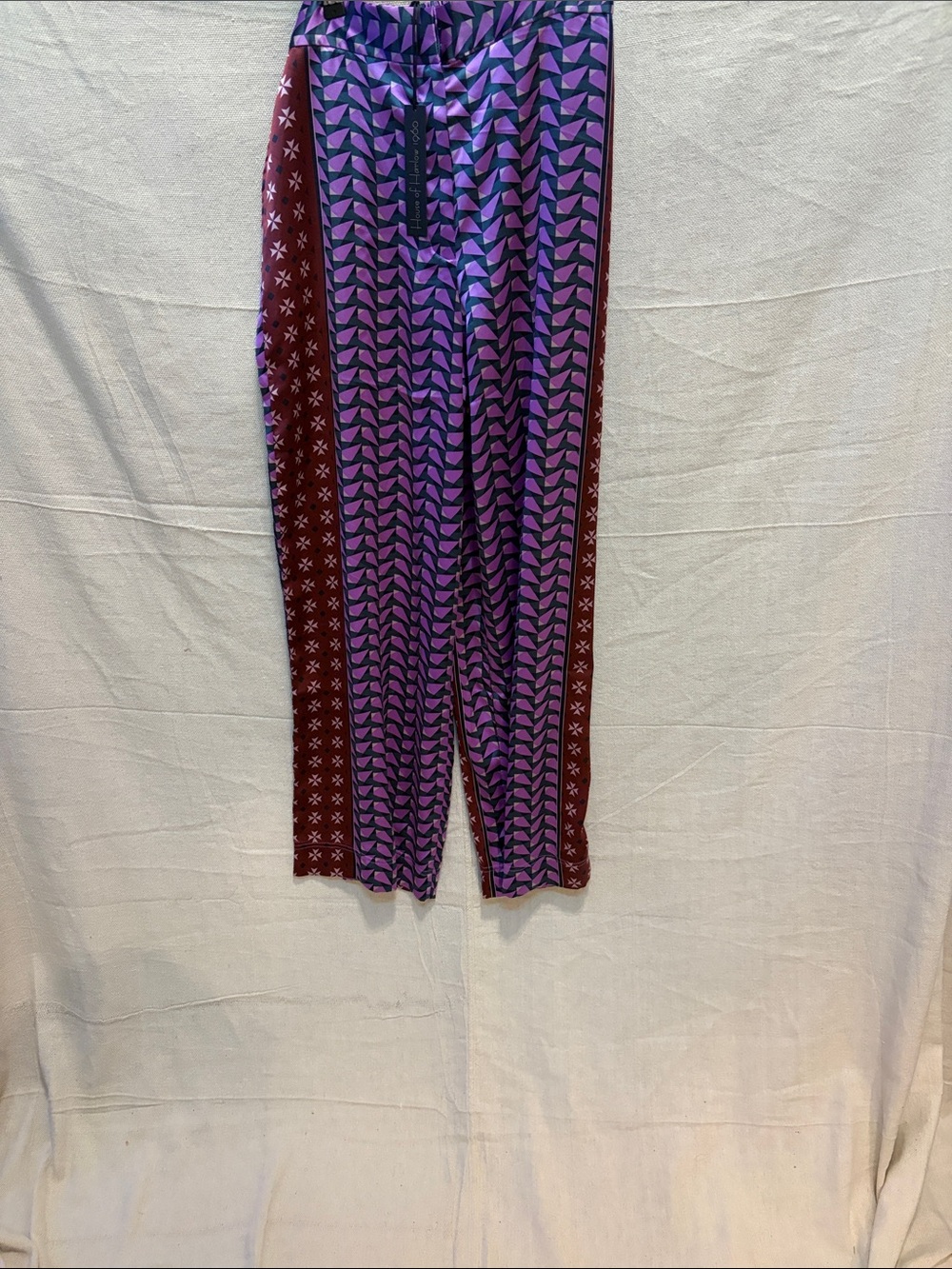House of Harlow 1960 Purple and Maroon Patterned Wide-Leg Pants